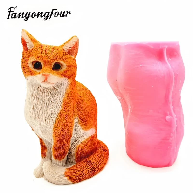 Fan Yong four squatting yellow cat silicone rubber mold handmade plaster resin chocolate concrete office decoration