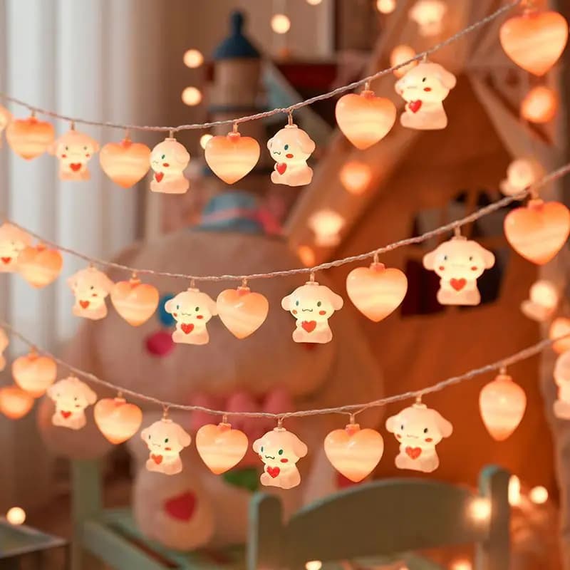 Cinnamoroll LED String Light Sanrio Hello Kitty Love Panda Star Lampade da fata sospese Ghirlanda Decorazioni per la casa Ornamento Regali di Capodanno