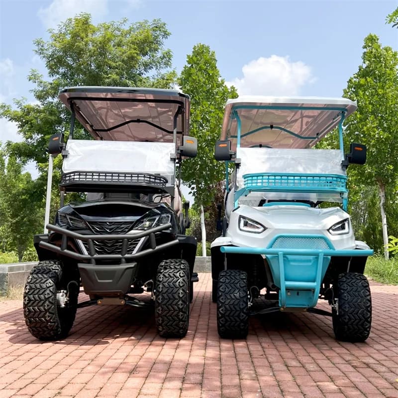 Golf Cart Elettrico a 2/4/6 Posti con Luci Multicolore Lampeggianti, Alimentato da Pannelli Solari, Batteria al Litio 48V/72V, per Fuoristrada