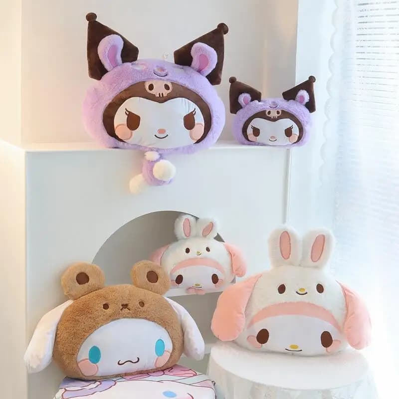 Sanrio Cartoon Cute Kuromi Pillow Blanket Two-In-One Waist Pillow Office Dual-Use Nap Blanket Cute Car Headrest Gifts