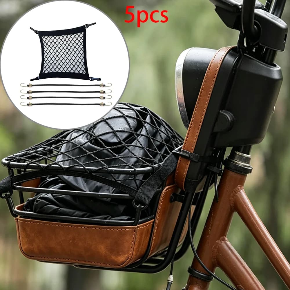 5Pcs Bicycle Storage Basket Anti-Loss Net Cycling Strap Rope Bicycle Luggage Strap Portable Luggage Binding Rope Portable Luggage Binding Rope