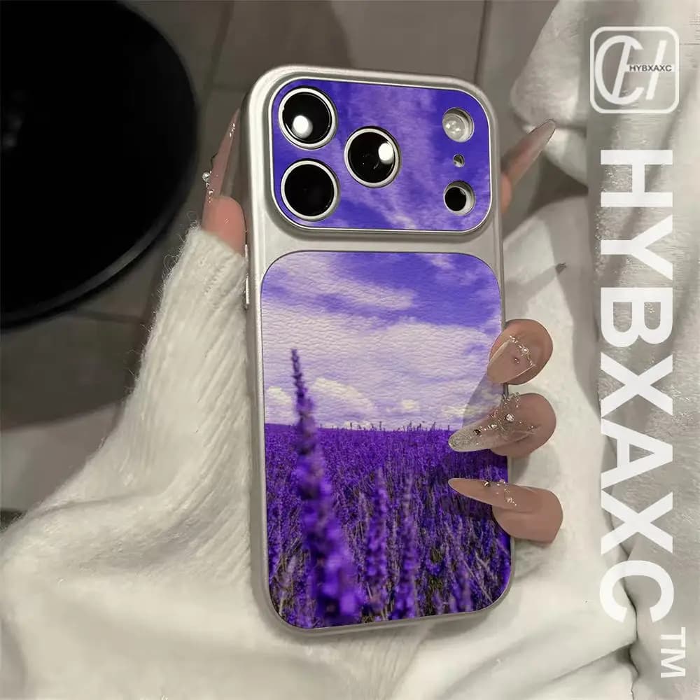 Simple lavender Purple flowers Phone Case Electroplated silver Shell FOR IPhone 17 16 15 14 12 17Pro 15 16 Plus 13 Pro MAX Cover