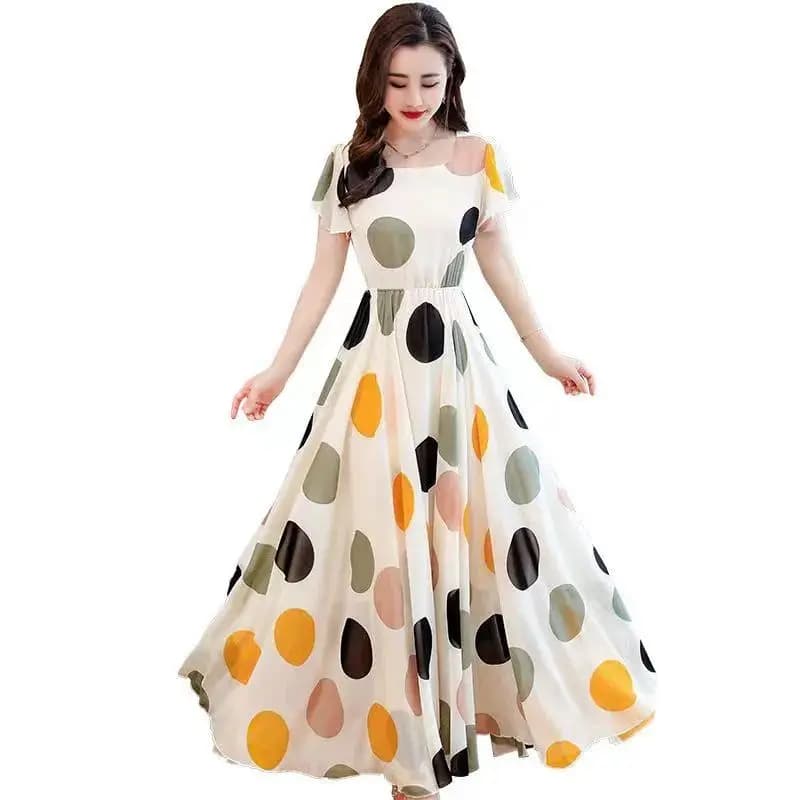 Abito Estivo da Donna 2026 Nuovo con Stampa a Pois, Vestito Ampio a Svasatura Larga, Elegante per Feste, Abbigliamento Femminile