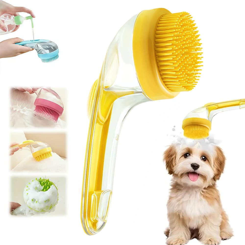 1/2/3Pcs Pet Bath Brush, Dog Cat Shampoo Brush with Soap Dispenser Scrubber Pet Gromming Supplies for Long and Short Haired