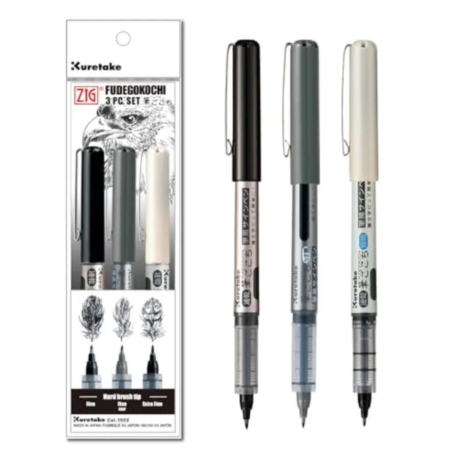 Zig Inktober pen set, for Illustration, Manga Drawing, Lettering and Calligraphy, Professional Artist, Made in Japan FUDEGOKOCH