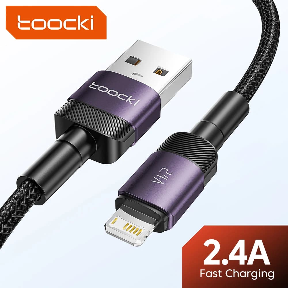 Toocki USB cable for iPhone 14 13 12 Pro Max XS XR 8 7 Plus iPad Fast charging charger Aluminum IP cable for iPhone data cable