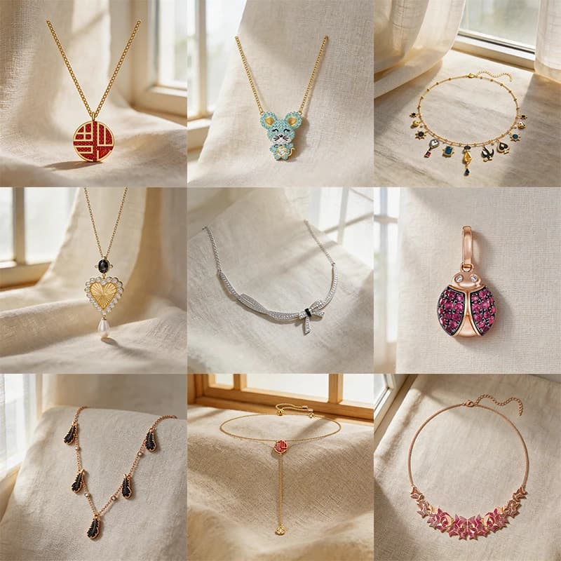 Multi-Style Oriental Lucky & Cute Animal Necklace Jewelry Gift for Women Birthday Wedding Valentine New Year
