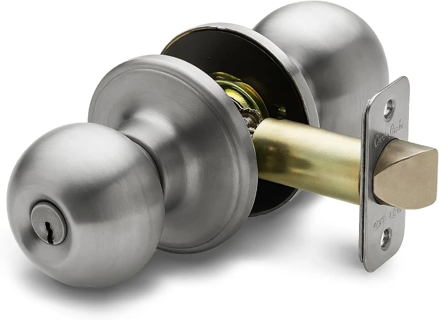 Maniglia per Porta con Serratura, Certificata ANSI Grado 3, Facile Installazione Fai-da-Te per Porte Interne/Esterne - Finitura in Acciaio Inox Satinato