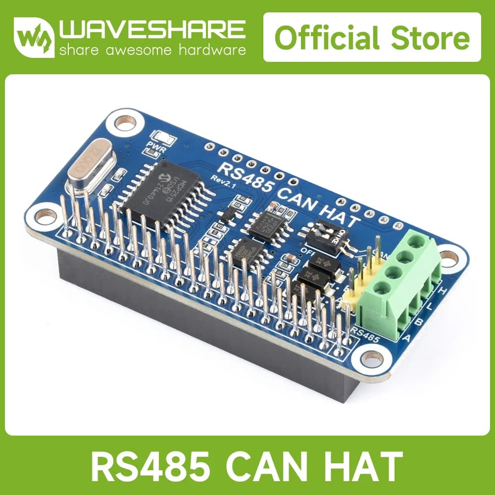 Waveshare RS485 CAN HAT For Raspberry Pi 5/4B/3B/Pi Zero/Zero, Allows Stable Long-Distance Communication via RS485/CAN