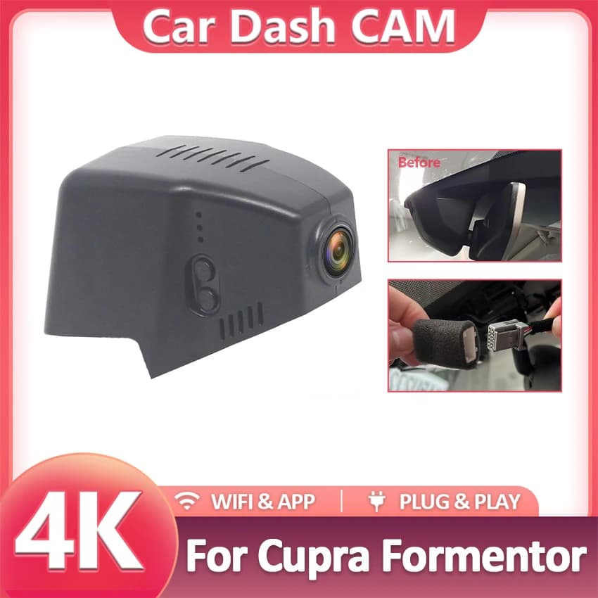 Dash Cam anteriore e posteriore 4K per Cupra Formentor 2025 2024 2023 2022 2021, Dashcam Camera Wifi DVR Registratore per Seat