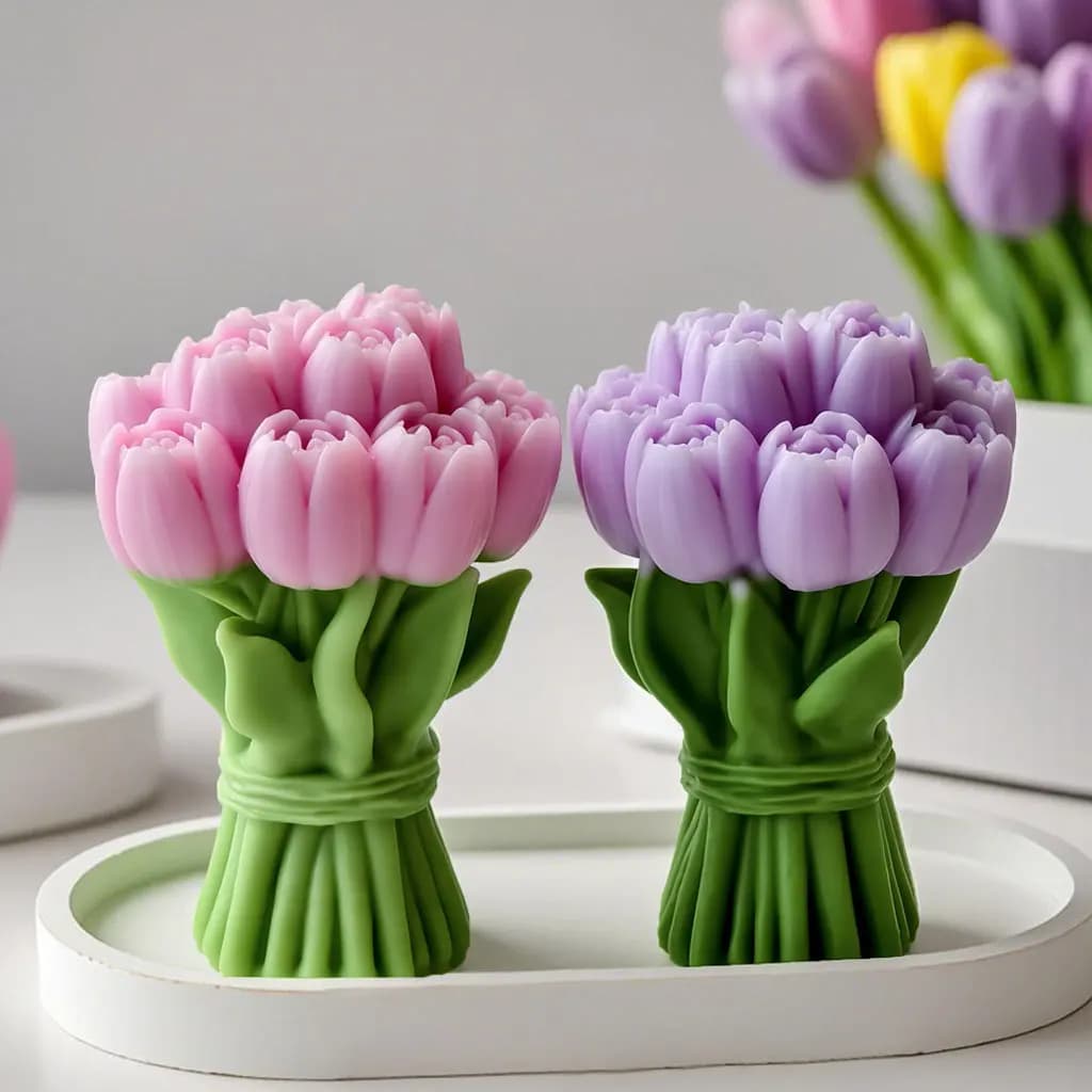 Regalo di San Valentino Bouquet di tulipani Stampo in silicone Fiori fai da te Stampi per candele aromatiche Forniture per candele di sapone fatte a mano