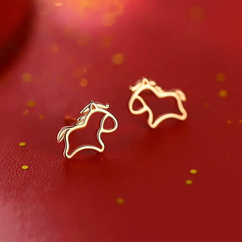 Orecchini a Perno Mini Cavallo in Argento Sterling 925 per Donna, Gioielli Classici per Feste, Accessori Minimalisti a Forma di Animale