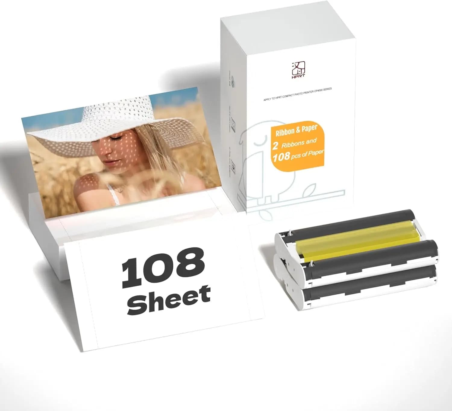 Carta per Stampante Fotografica 4x6, 108 Fogli con 2 Nastri per Stampanti a Sublimazione per Immagini a Colori Istantanee