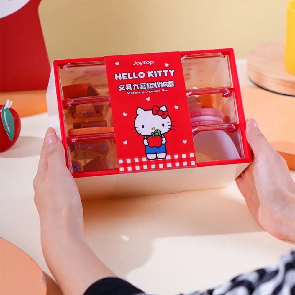 Sanrio Hello Kitty, multifunctional desk organizer in the shape of animated cardboard for hairpins, cotton sticks, floss.