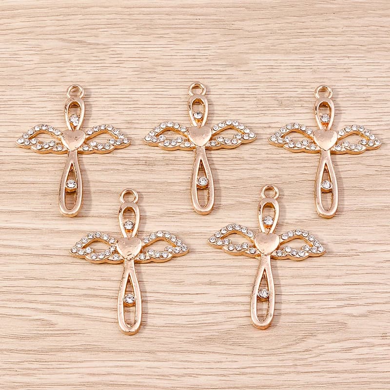 Tusember 5pcs Crystal Cross Pendants Charms for Jewelry Making DIY Necklace Earrings Bracelet Handmade Accessories