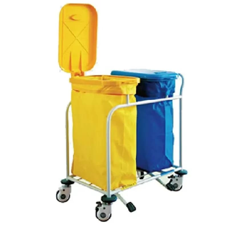 Carrelli per Biancheria a Due Scomparti con Base in Acciaio Inossidabile Facili da Pulire
