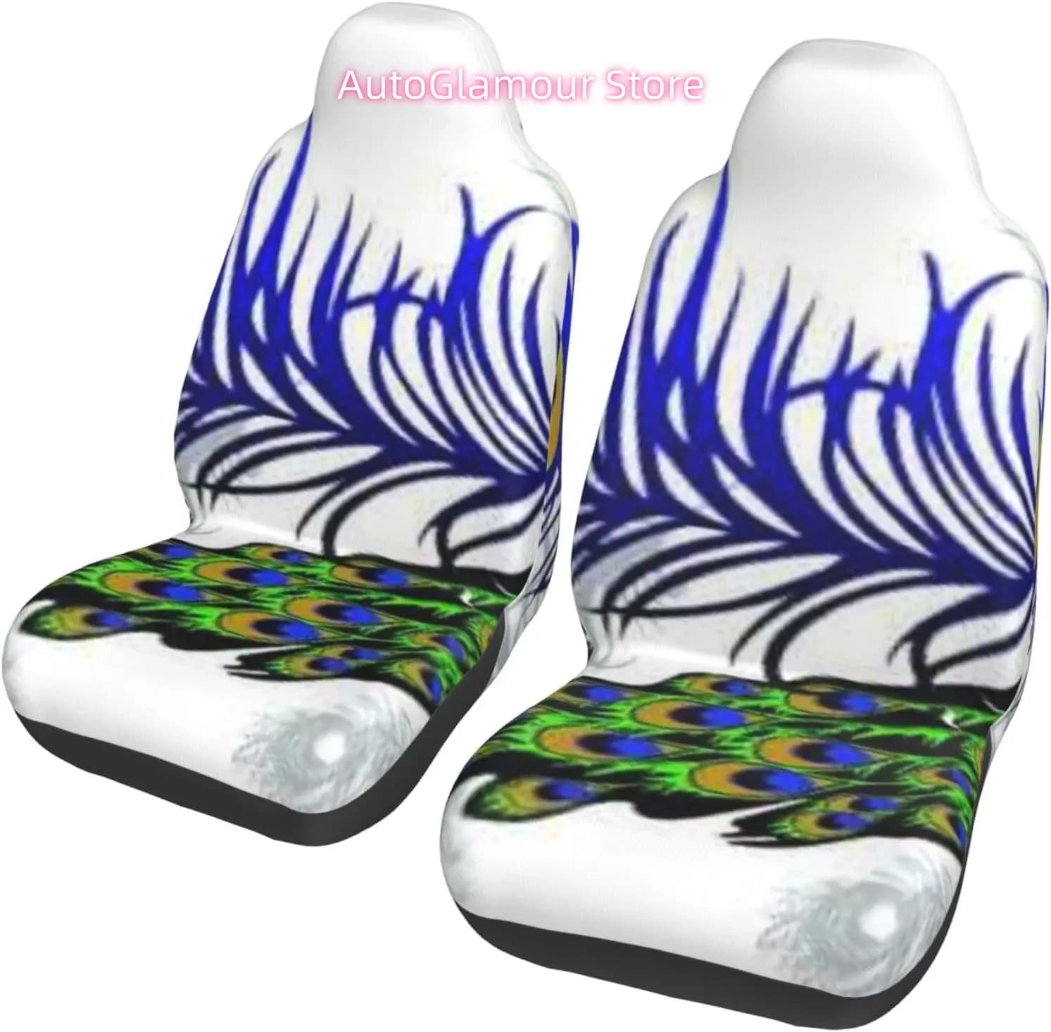Peacock Universal Car Seat Covers 2-Piece Set - Stretch-to-Fit Front Seat Protectors for Cars, Trucks & Suvs | Bucket-Style Fit,