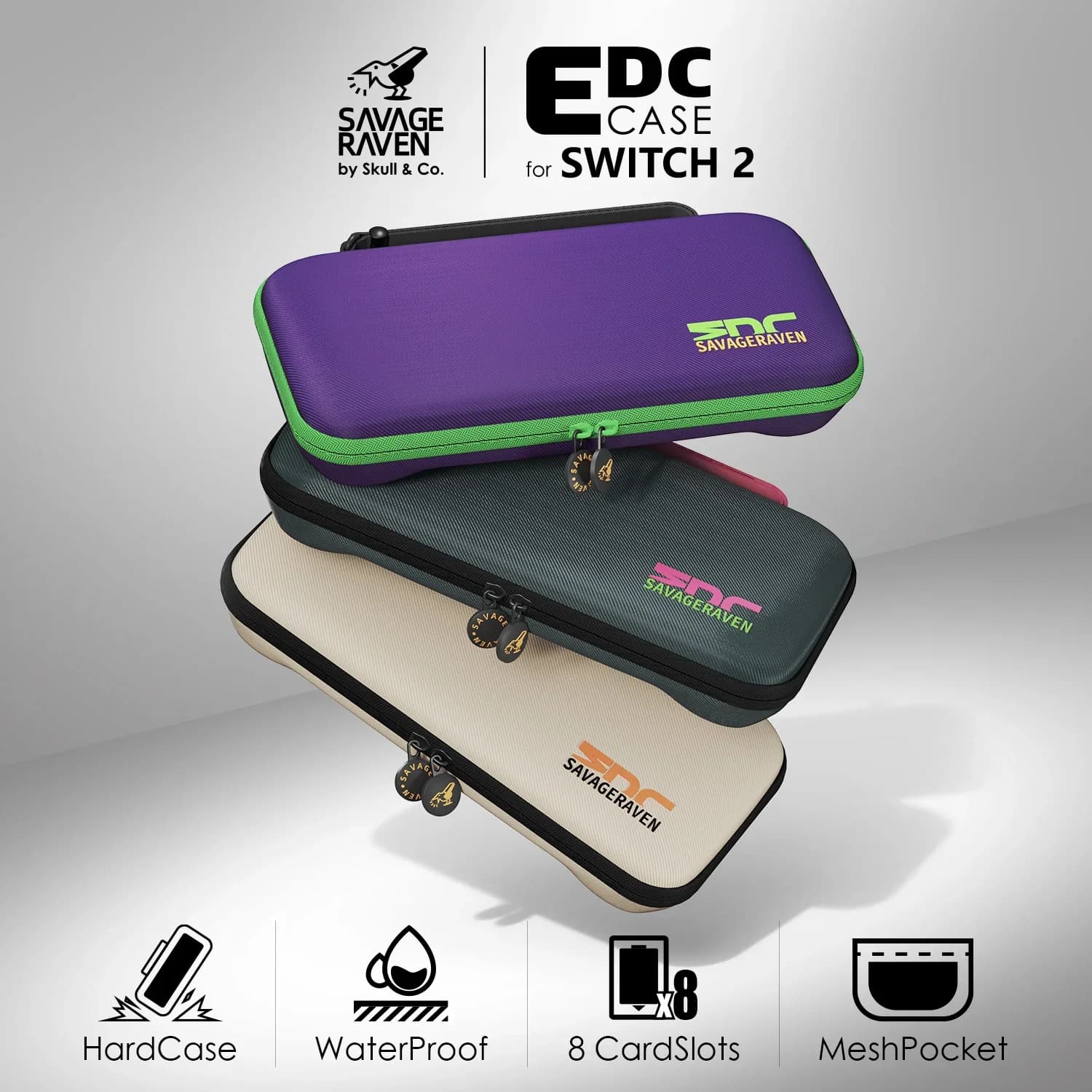 Custodia EDC per Nintendo Switch 2 Modello (2025), in feltro inodore con guscio rigido protettivo e 8 slot per schede, custodia da viaggio portatile