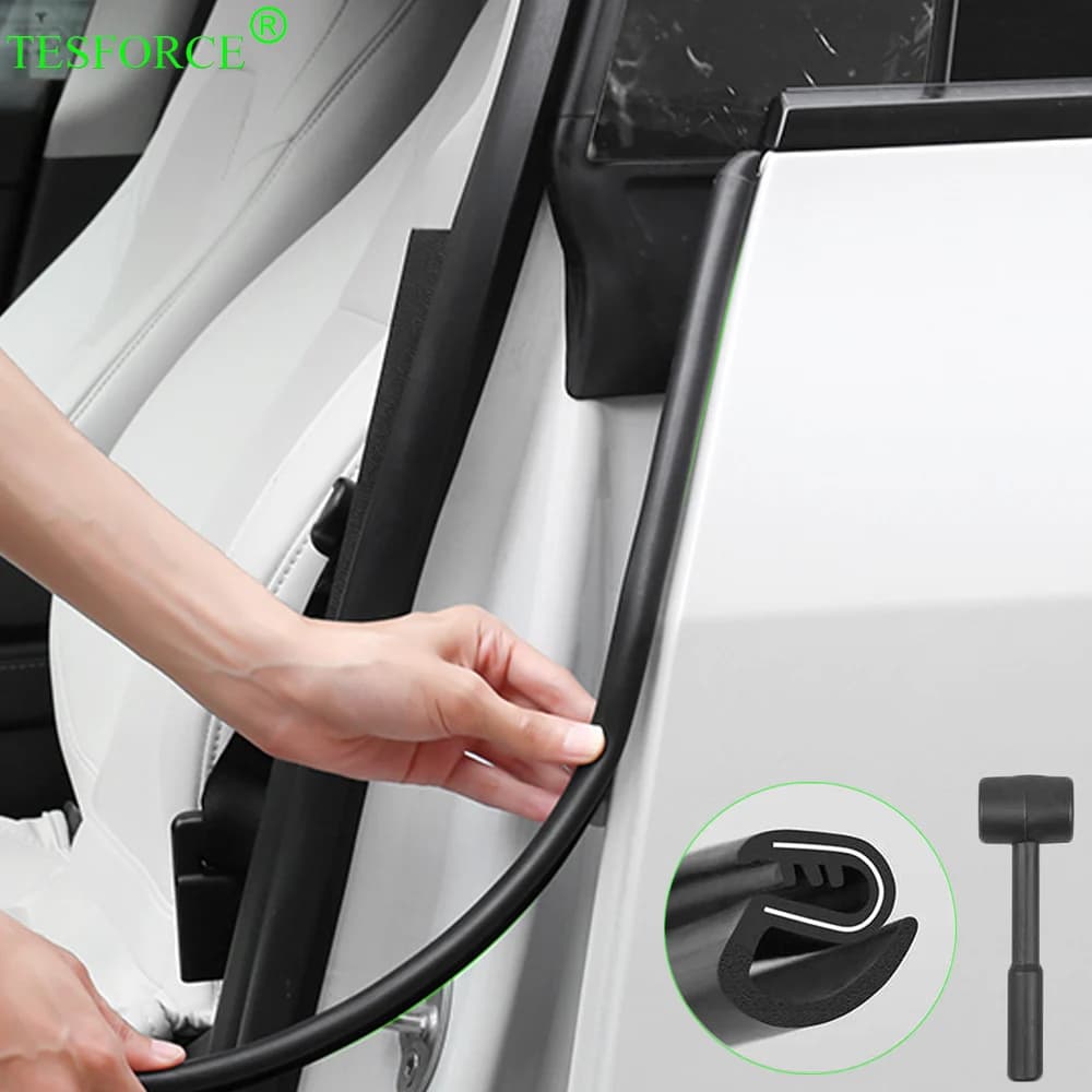 Per Tesla Modello 3 Y 2021-2025 Kit striscia di tenuta porta Guarnizione in gomma insonorizzata Cruscotto B Pilastro Set di tenuta Riduzione del rumore