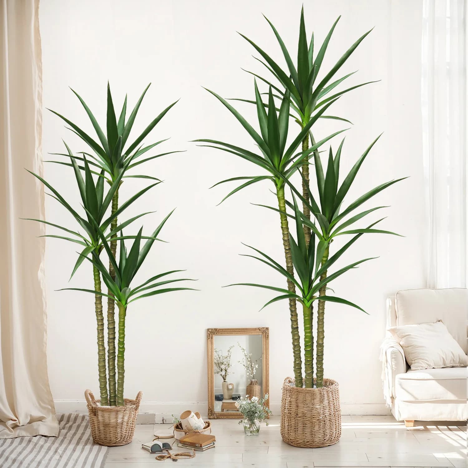 Grande Pianta Tropicale Artificiale Gladiolus Bonsai, Agave Verde Finto in Vaso per Decorazione d'Interni