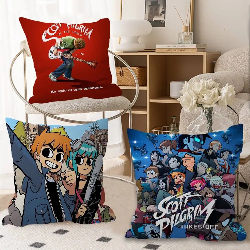 Scott Pilgrim Pillow Gifts Fodera per cuscino per casa, ufficio, camera da letto, divano, auto, 45x45 cm