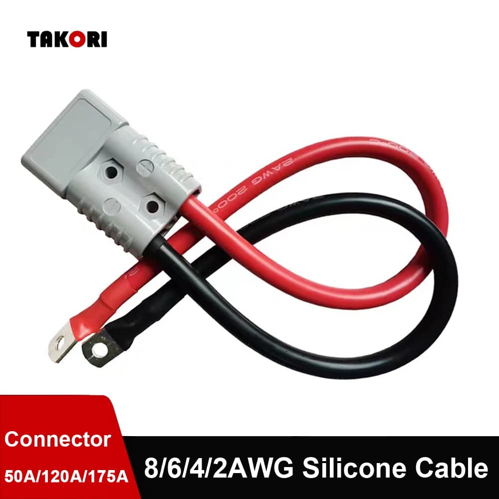 50A 120A 175A Connettore di alimentazione a 2 pin ad alta corrente con cavo in silicone super morbido 8/6/4/2/0 AWG Spina di ricarica per batteria per carrello elevatore