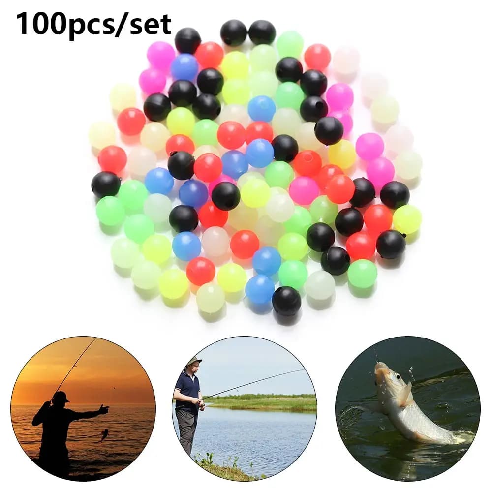 100 pcs round color mixed PE plastic cap beads Carp Fishing Rig beads fishing baits face accessories