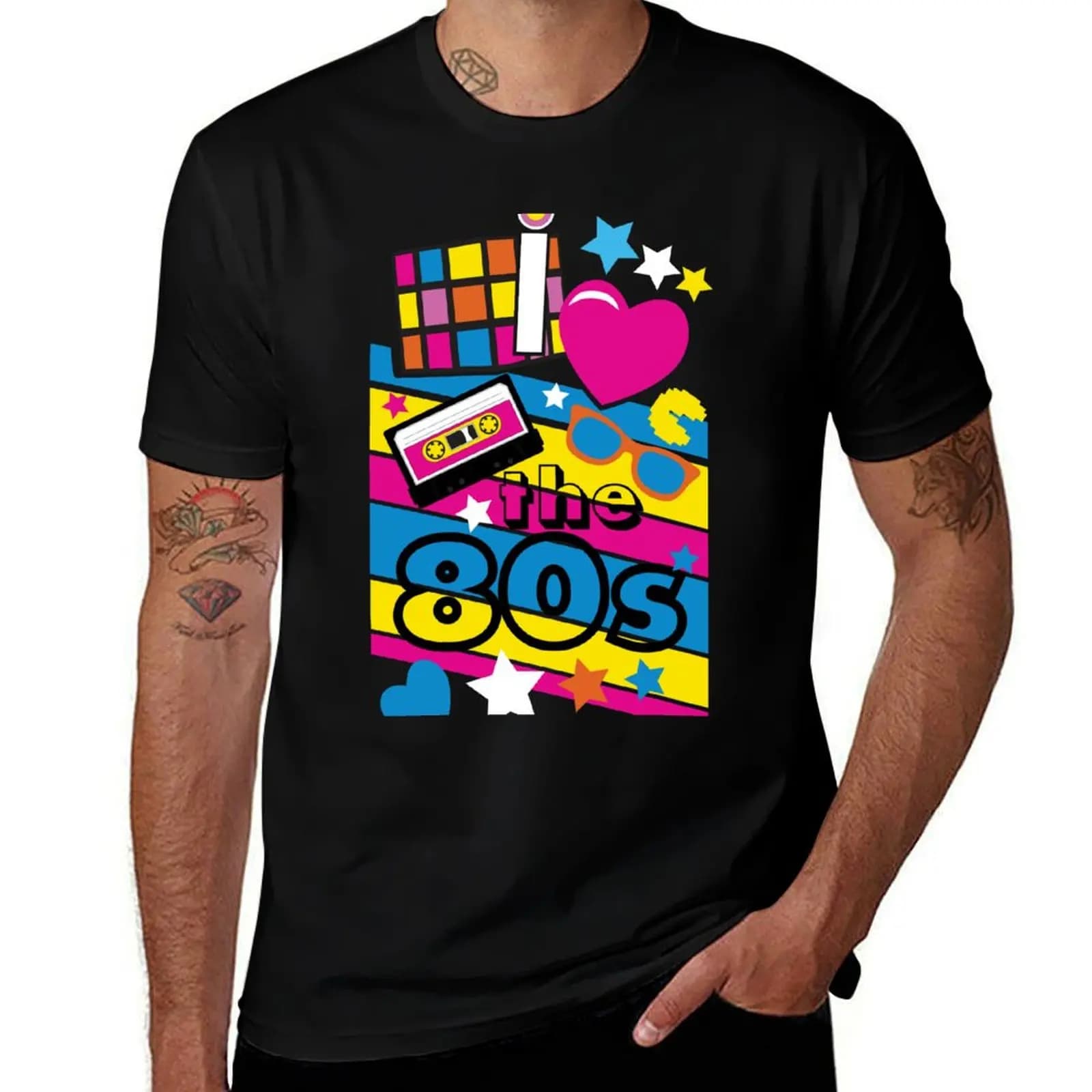 I love the 80s! Cool Neon Pop Culture Shirt & Gifts T-Shirt plus sizes vintage anime shirt Funny t-shirt shirts graphic tee men