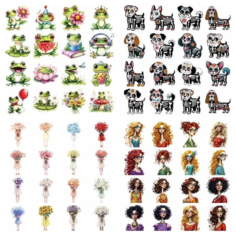 Cartoon Frog Halloween Dog Set ferro a trasferimento termico su stampa adesivi in vinile Adesivi per magliette Decorazione di abbigliamento per bambole giocattolo fai da te