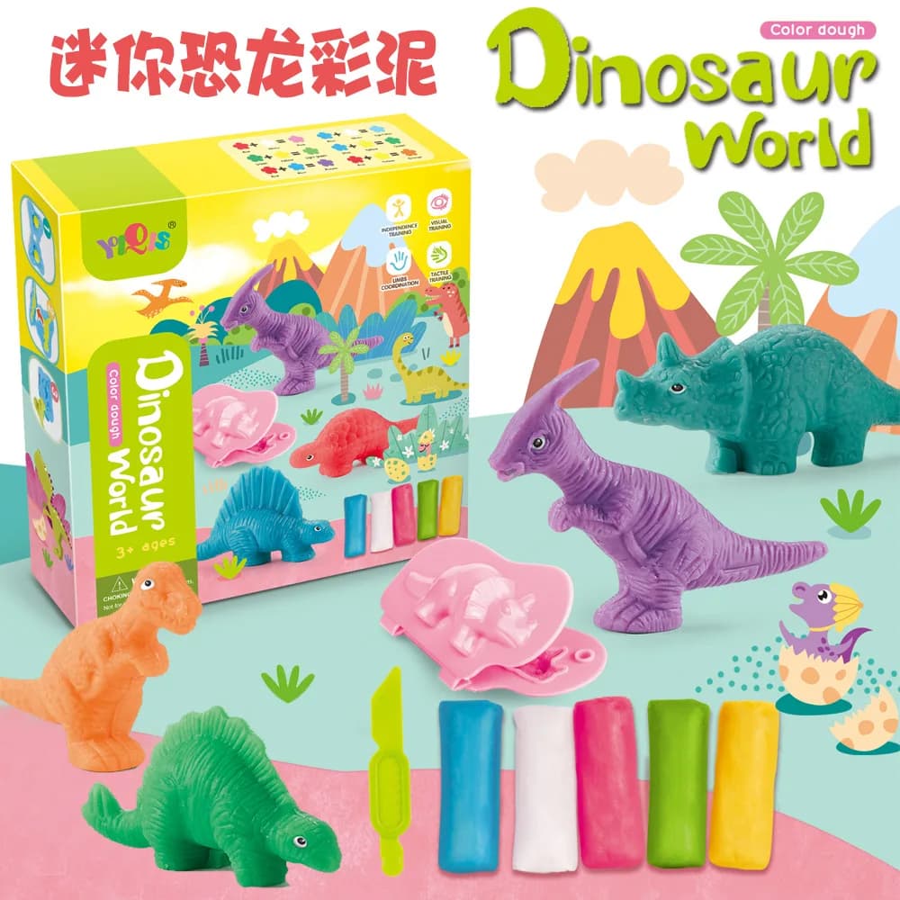 Pasta da gioco Dinosauro Mondo Set di impasti da gioco Stampo per plastilina Animale Oceano Kit di argilla da modellare Set di giocattoli per melma Stampo per taglierina per bambini fai da te
