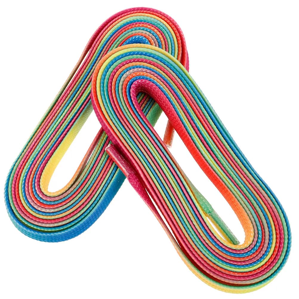 Lacci colorati per hockey su ghiaccio arcobaleno sfumato piatto Lacci in poliestere per pattini e scarpe sportive 182 cm