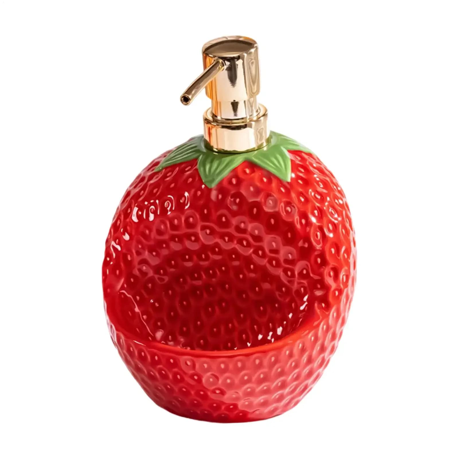 Liquid Soap Dispenser 20 Oz Strawberry Shape Ceramic Refillable Liquid Lotion Bottle Bathroom Hand Soap Dispenser With Sponge