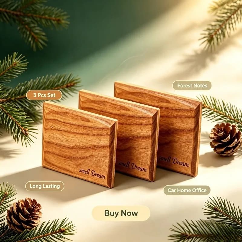 Car Air Freshener Wooden Essential Oil Diffuser Handcrafted Modern Decor Aroma Ornament for Car Home Office Stress Relief
