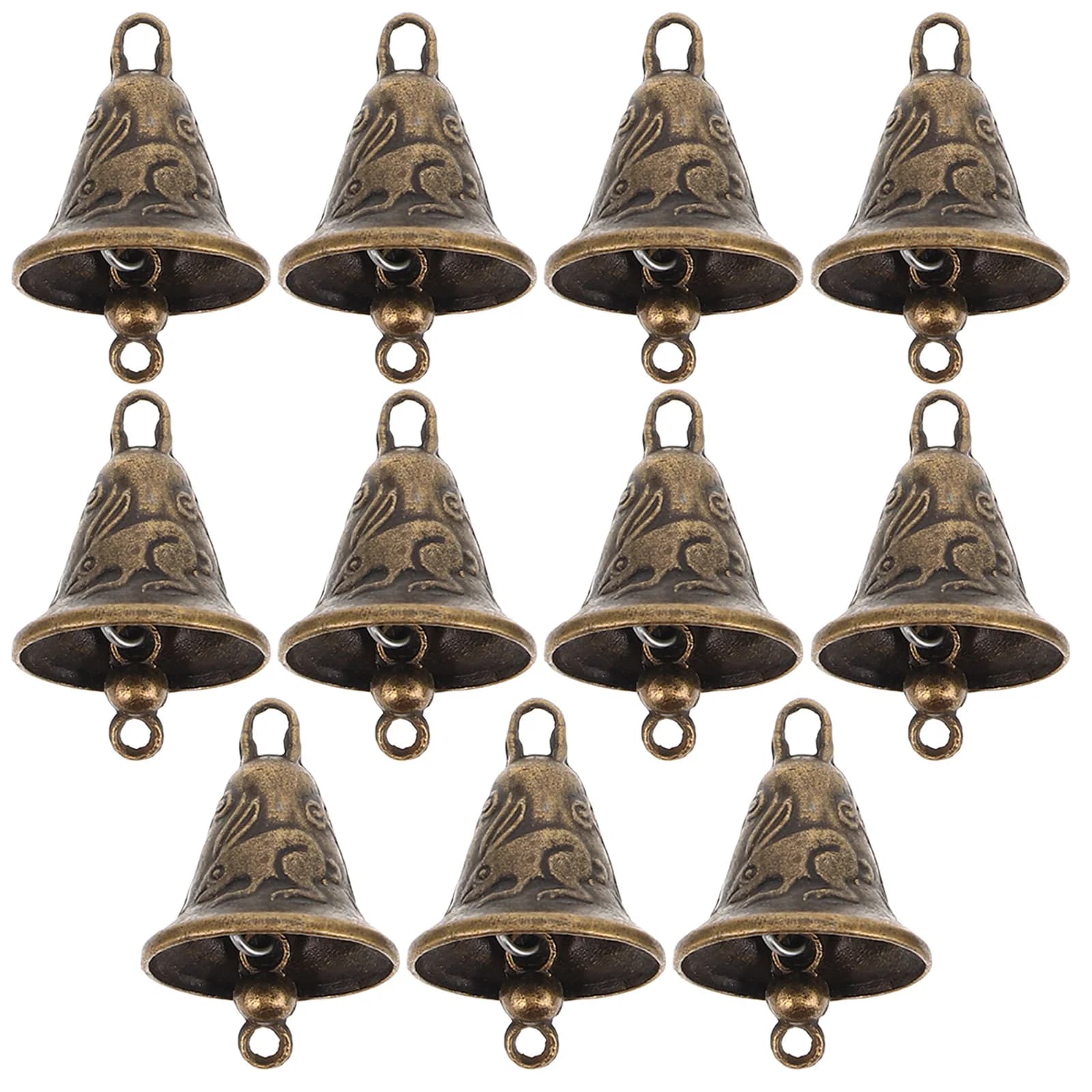 11 Pcs Retro Decor Bell Wind Chime Copper Jongle Bells Small Wedding Pendant Craft Golden for Door Opening