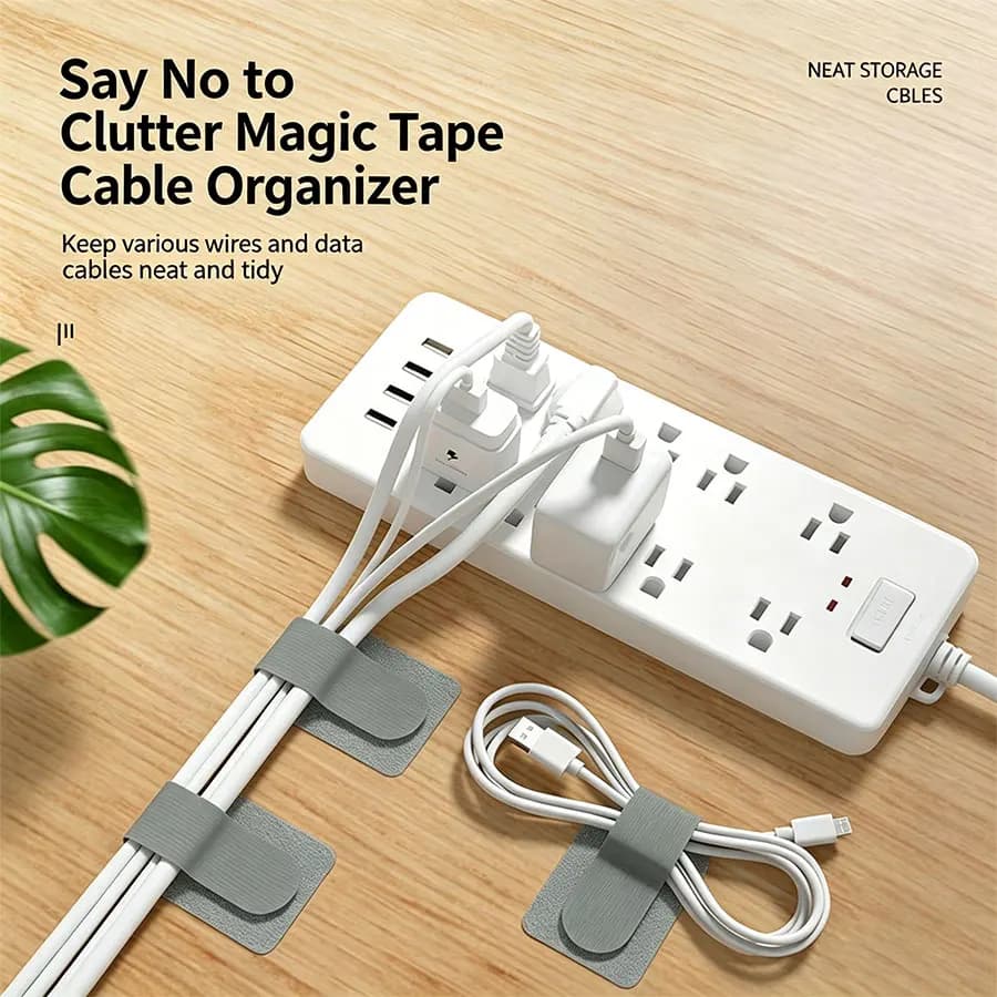 10pcs， Velcro cable organizer, adhesive desktop cable organizer, wire fixator, data cable storage and bundling strap