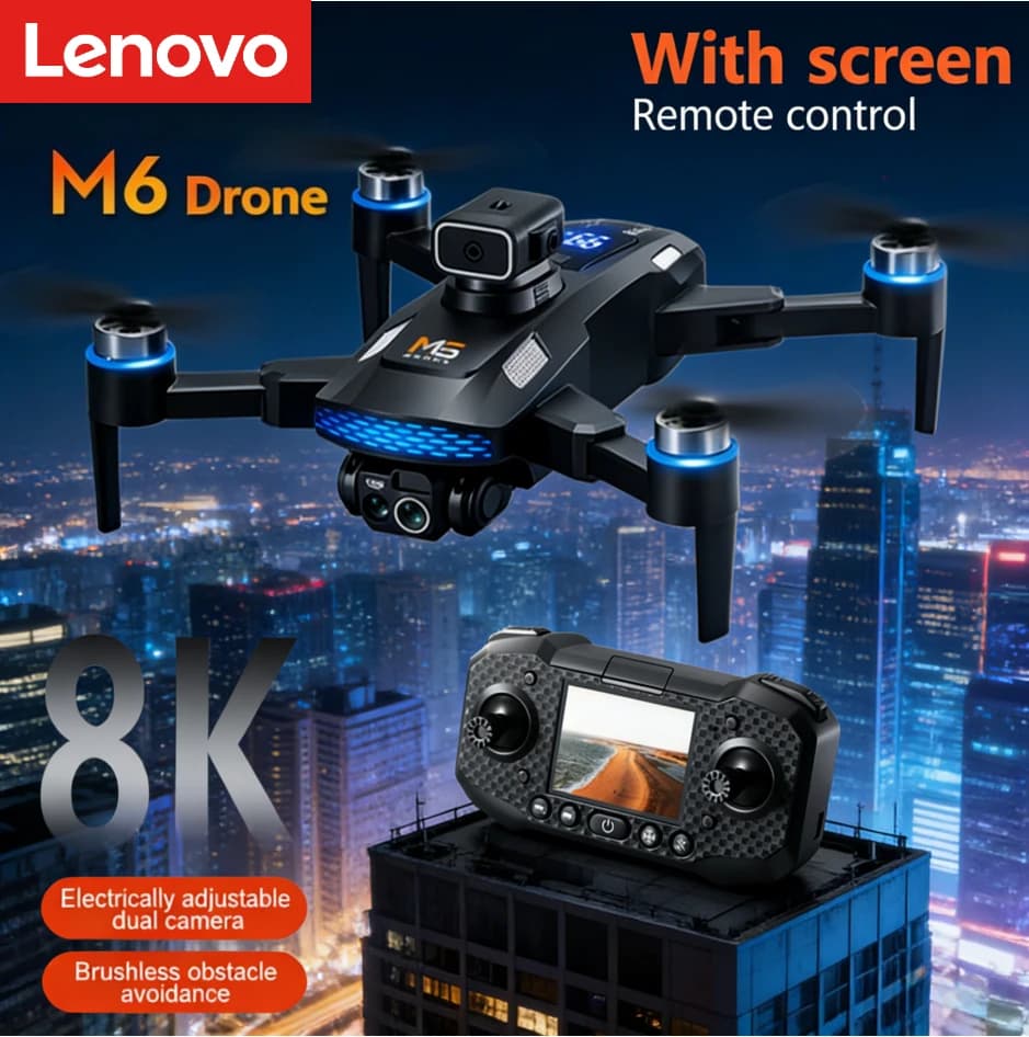 Drone Lenovo M6 with Professional Camera 8K HD, WIFI 5G FPV, Video 4K, Remote Control with Screen, Quadricottero RC, New