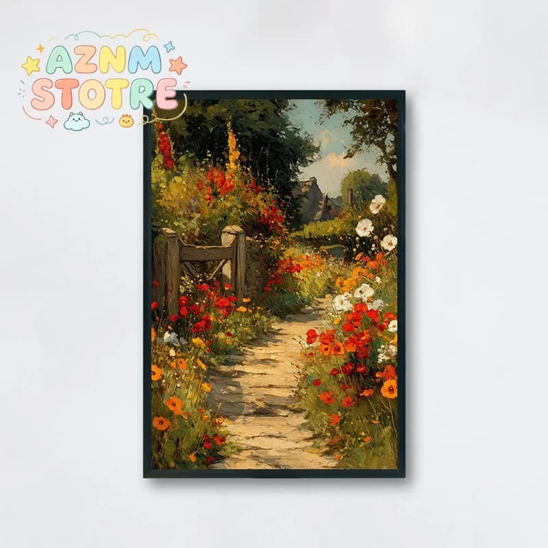 Retro Nostalgia Wildflower Farmhouse House Jungle Natural Scenery Art Oil Paint Poster Canvas Printing Hotel Bedroom Wall Dec