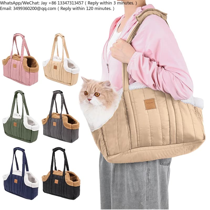 Borsa Trasportino per Animali Domestici alla Moda con Cerniera, Morbida ed Ecologica, per Gatti e Cani, da Indossare a Spalla per Viaggi all'Aperto