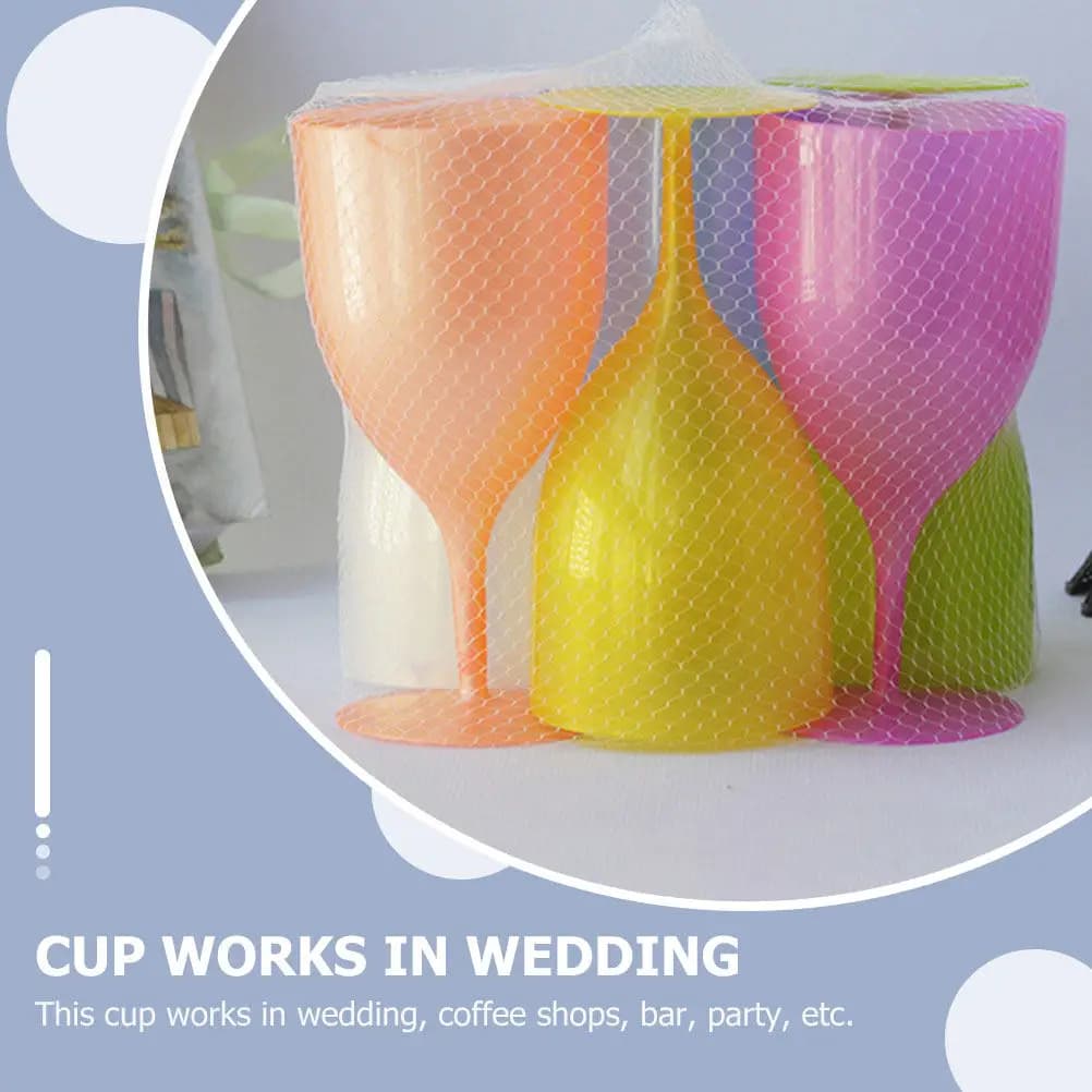 6Pcs Colorful Plastic Goblets Easter Party Wine Cups Creative Cocktail Beverage Cups Household Bar Festival Party Supplies