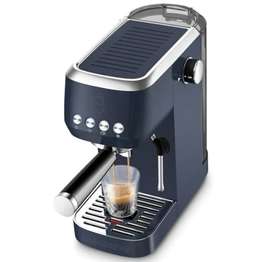 Macchina per Espresso Essenziale 3700, 20 Bar, in Acciaio Inox, con Montalatte per Cappuccino e Latte, Serbatoio d'Acqua da 43,9 oz