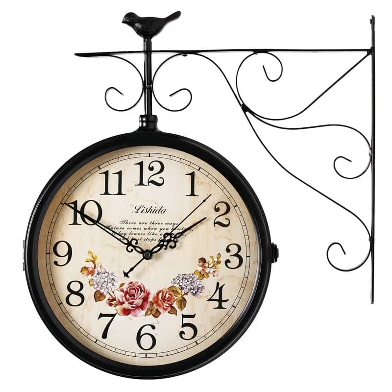 Orologio da parete bifacciale ZML in ferro battuto, semplice e creativo, orologio da parete grande per soggiorno