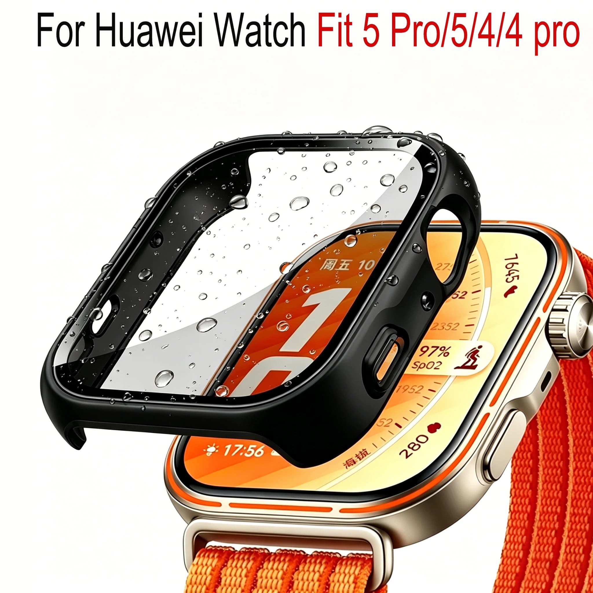 Custodia per Huawei Watch Fit 5 Pro 5, accessori, protezione schermo completa in vetro temperato, bumper rigido in PC per Huawei Watch Fit 4 Pro 4