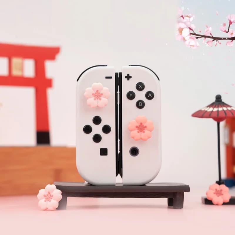 Rosa Sakura Silicone Morbido Thumb Stick Grip Cap Joystick Copertura Per Interruttore 2/NS Oled/Lite Joycon Controller Cherry Thumbstick caso