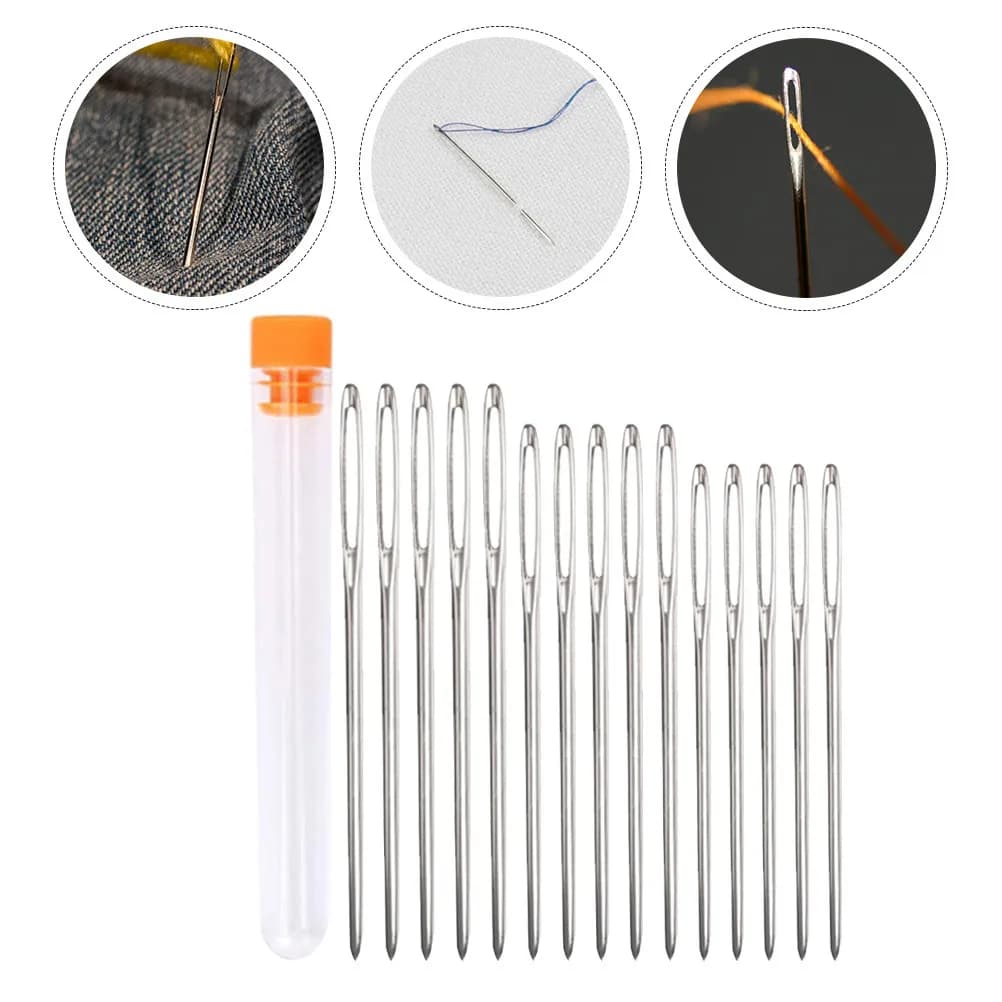 Set di Ferri da Maglia in Metallo Resistenti all'Usura con Occhiello Grande e Punta Smussata per Principianti, Ideali per Cappelli, Calze e Lavori a Maglia