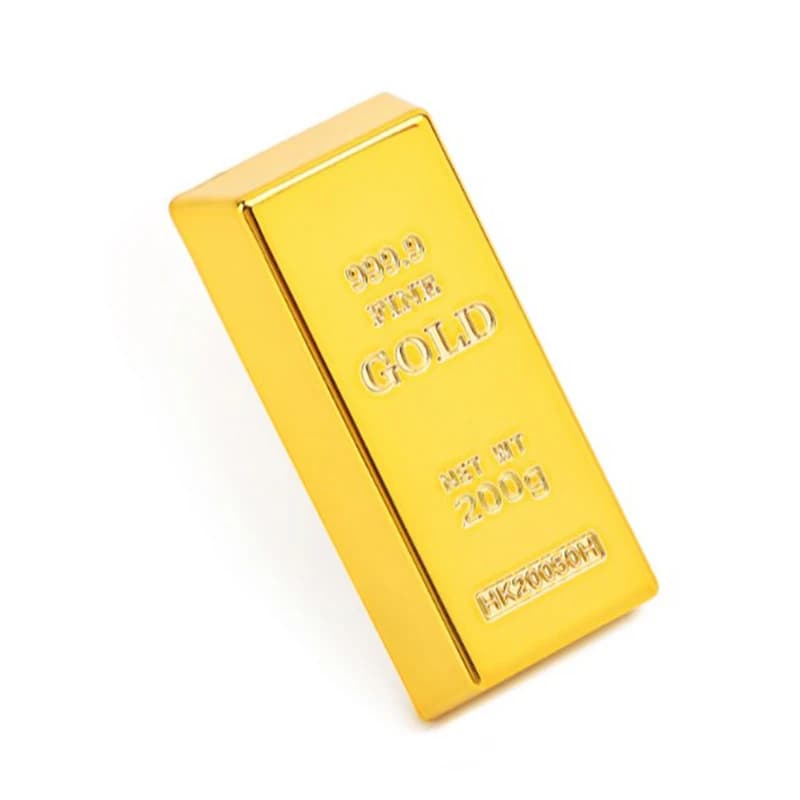 C 1pc Plastic Fake Gold Bullion Simulated Golden Brick Fake Glittering Gold Bar Paperweight Door Stop Movie Prop Novelty Gift