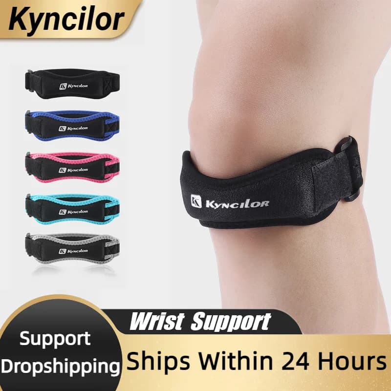 1 Piece Knee Patellar Tendon Support Strap, Adjustable Shock Absorption Compression Knee Brace Pad Sleeve for Basketball