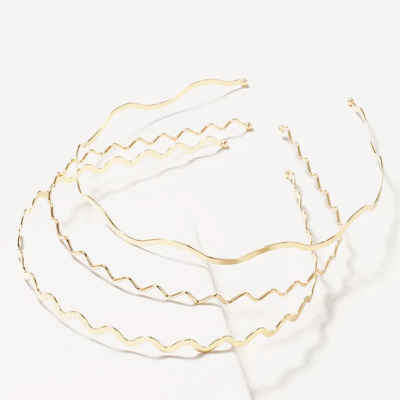 Fasce per capelli semplici in metallo con ondulazione dorata Fasce per capelli eleganti con onde Moda donna Corona Testa Cerchio Accessori per copricapo per lo styling dei capelli