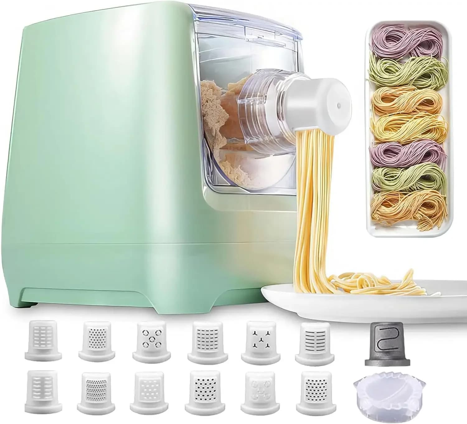 Macchina Automatica per Pasta Elettrica, Controllo Digitale LED con 13 Dischi per 13 Forme Diverse, per Pasta Fresca in 3 Minuti, per Pasta Fatta in Casa