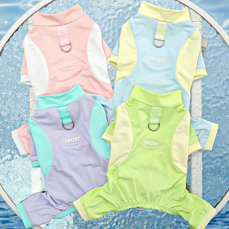 Summer Dog Cat Ice Silk Cooling Vest Breathable UV Protection Pet Jumpsuit for Large Dogs Cats
