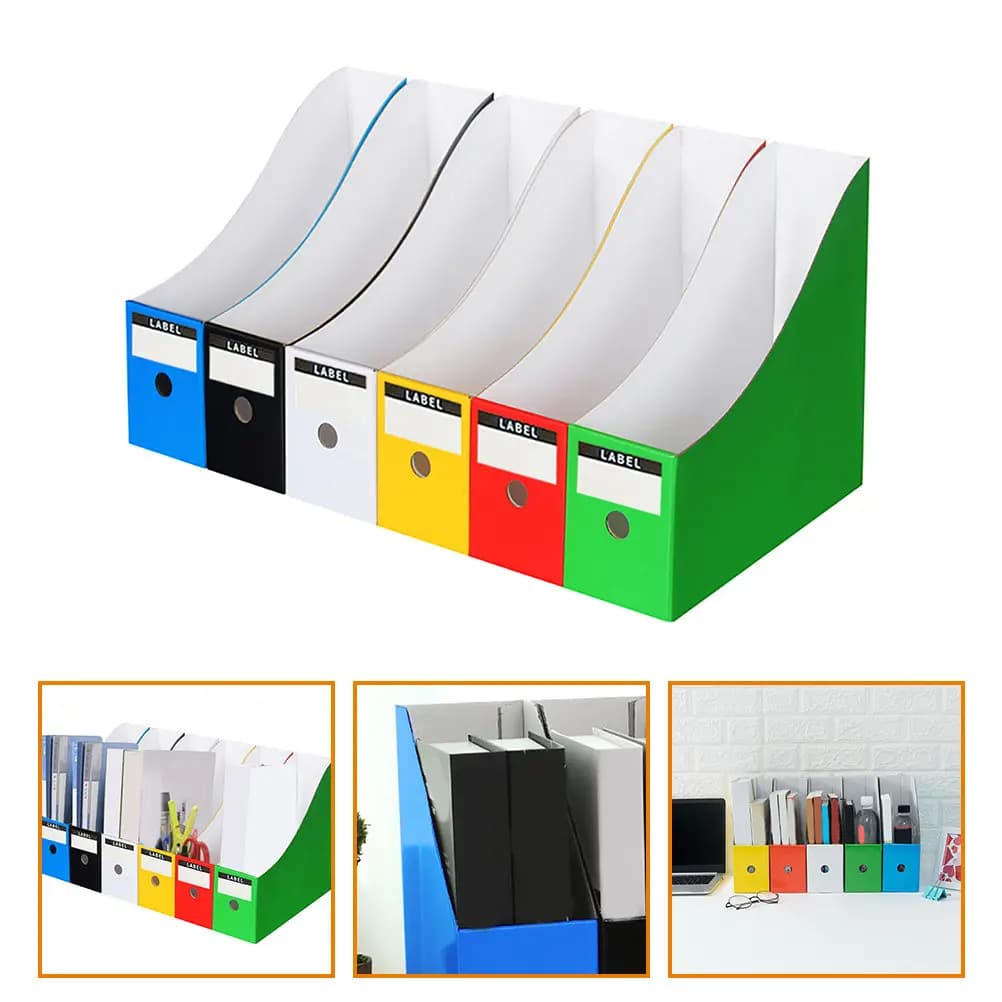6Pcs Paper File Rack Organizer Desktop Storage Box for Office Study Books Document Files Organizer for Desk File Holder